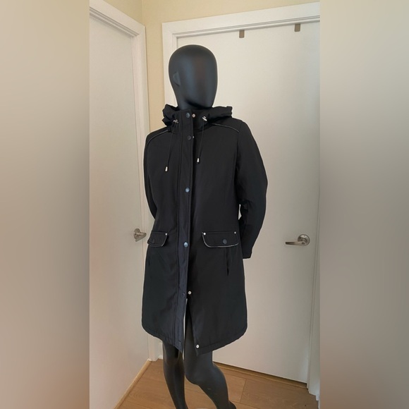 Black Long Water-resistant Fall Jacket - Picture 7 of 10